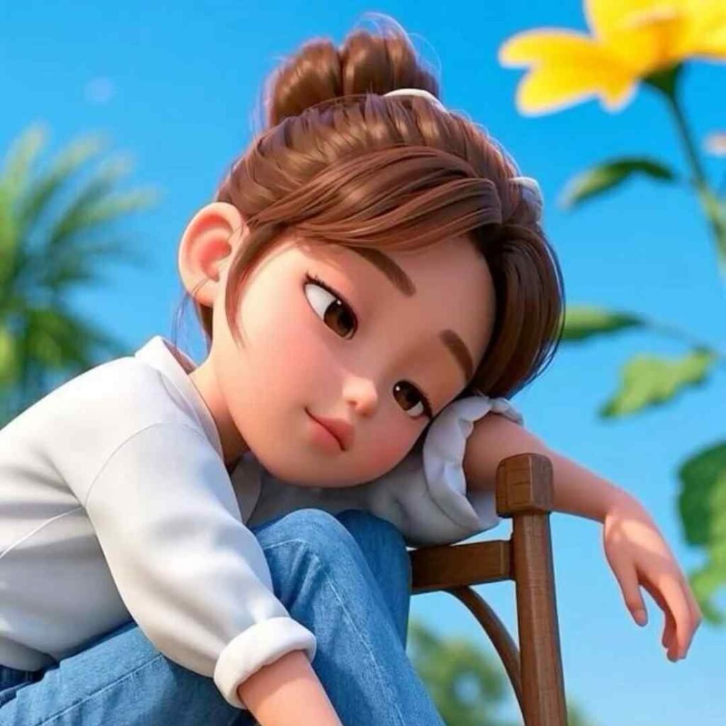 Sad girl DP cartoon for Instagram