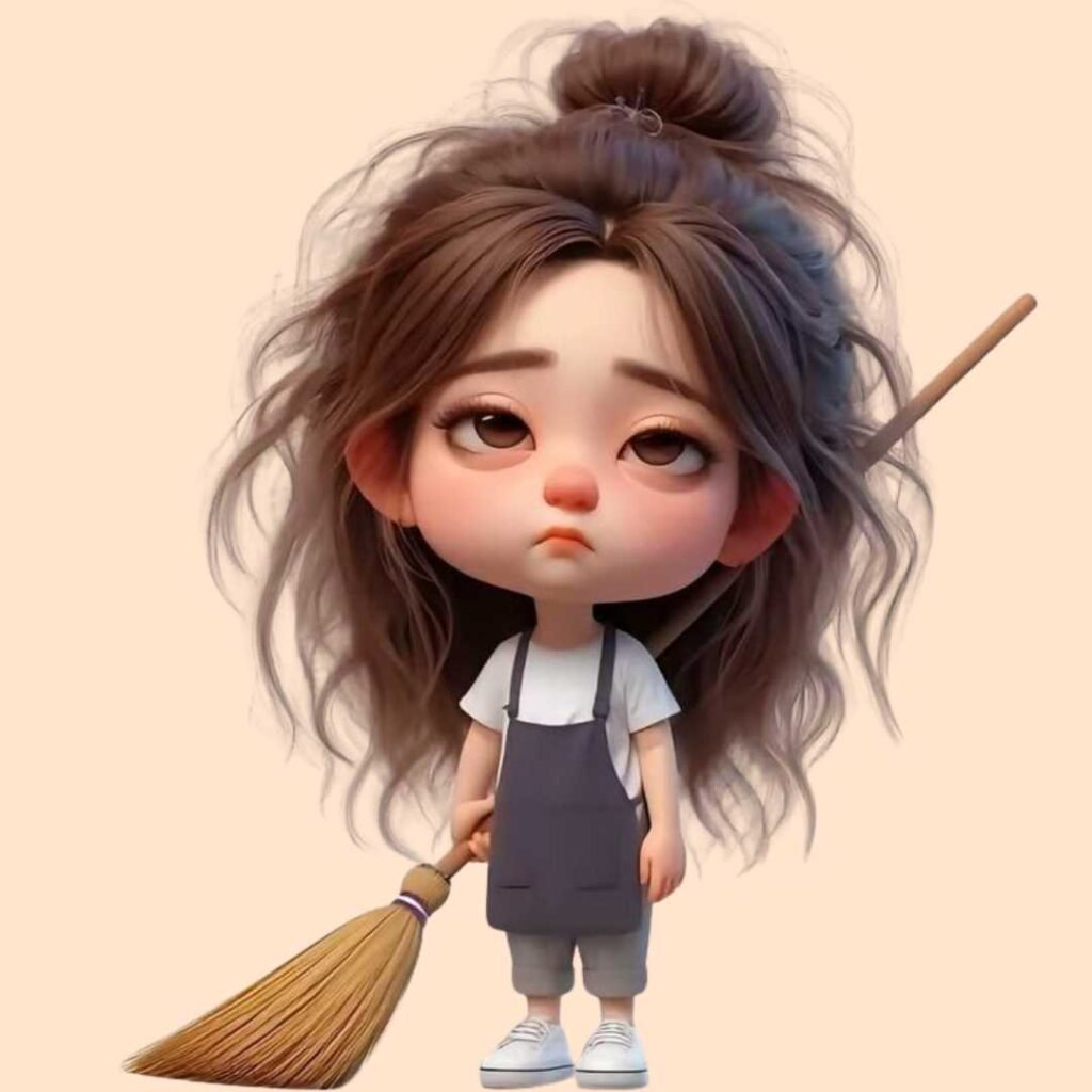 Sad girl DP cartoon for WhatsApp