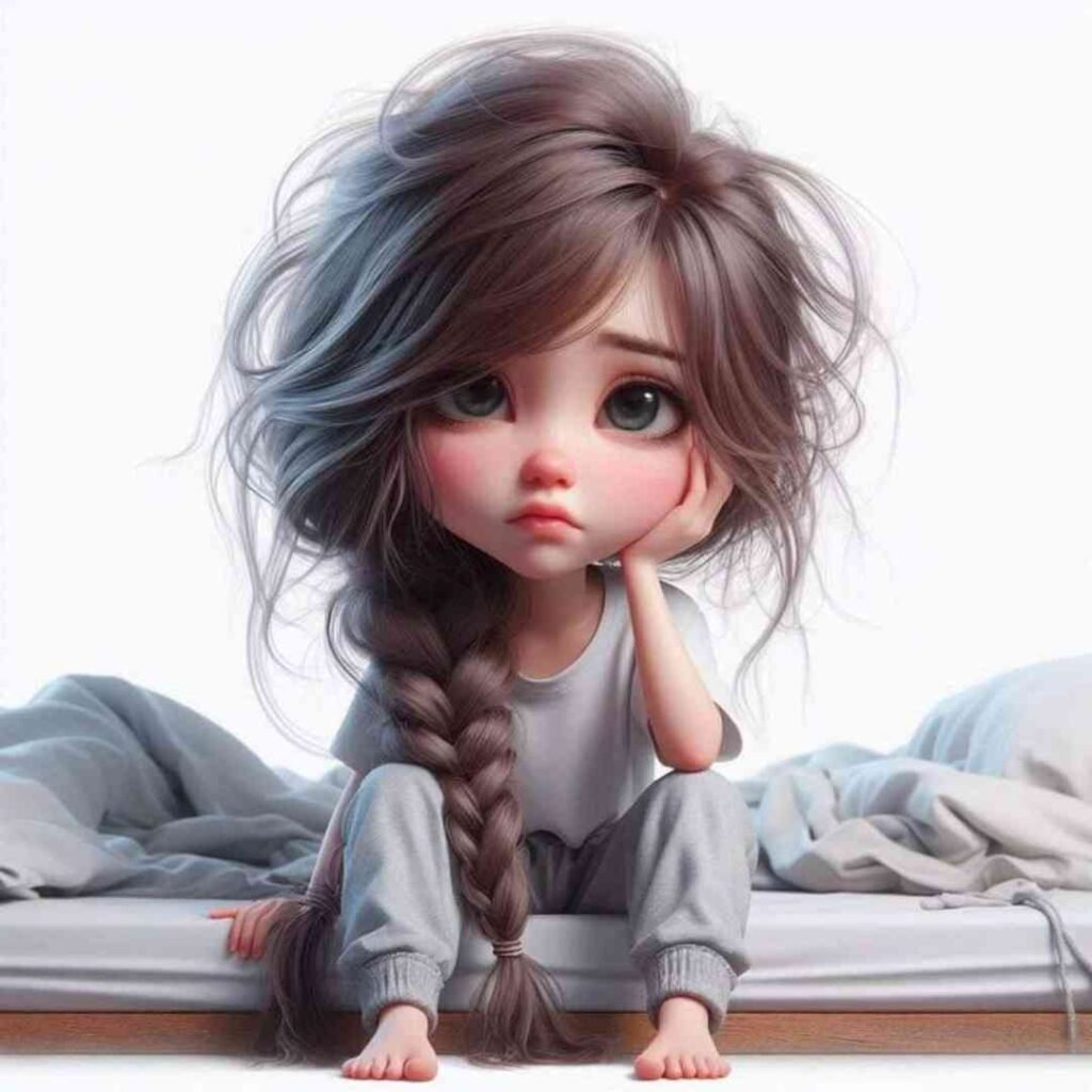 Sad girl DP cartoon for WhatsApp