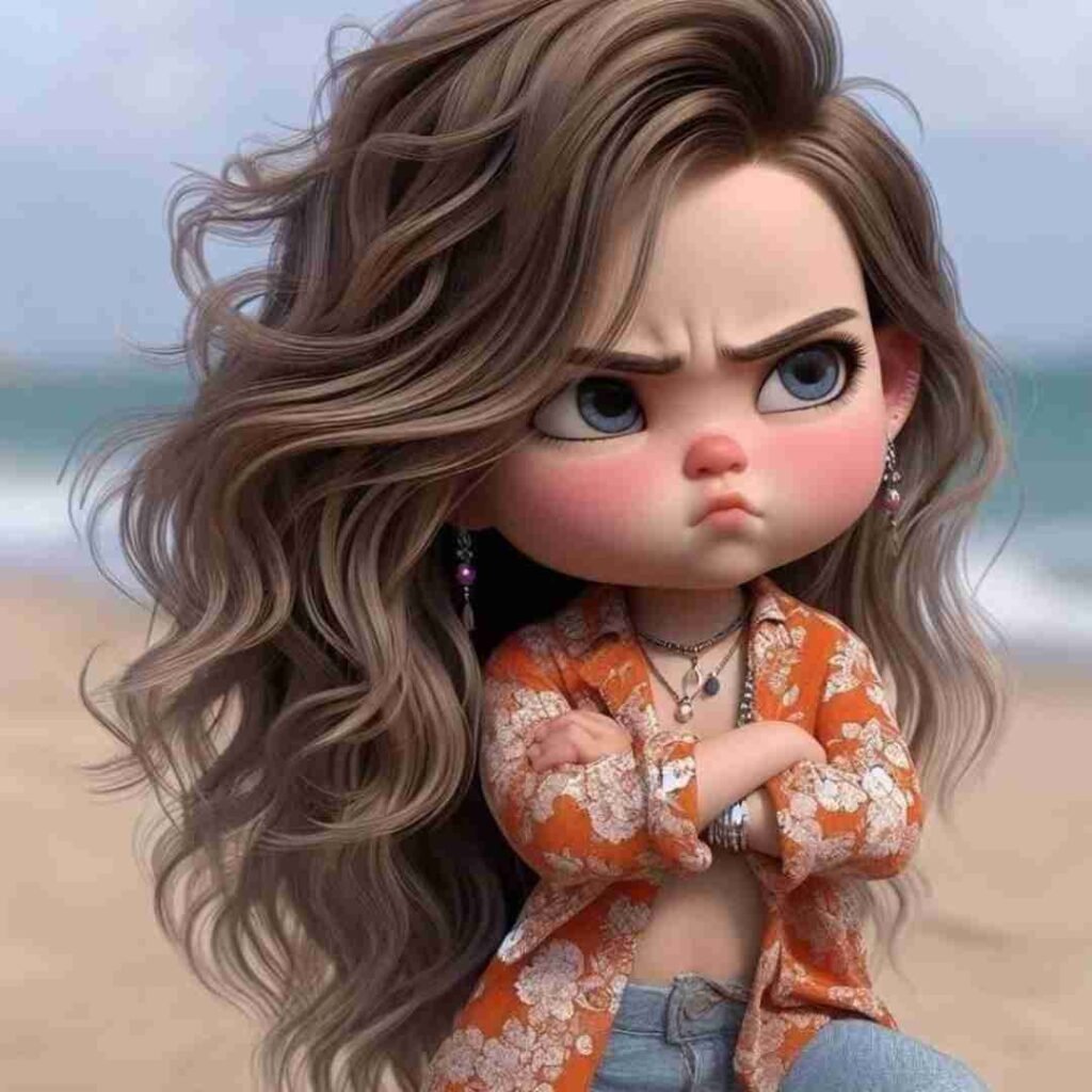 Sad girl DP cartoon for WhatsApp