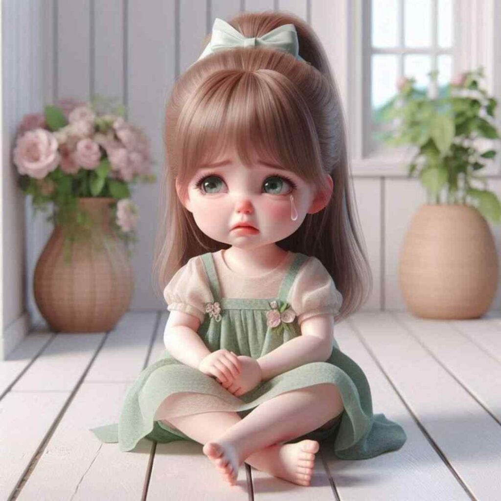 Sad girl DP cartoon for WhatsApp