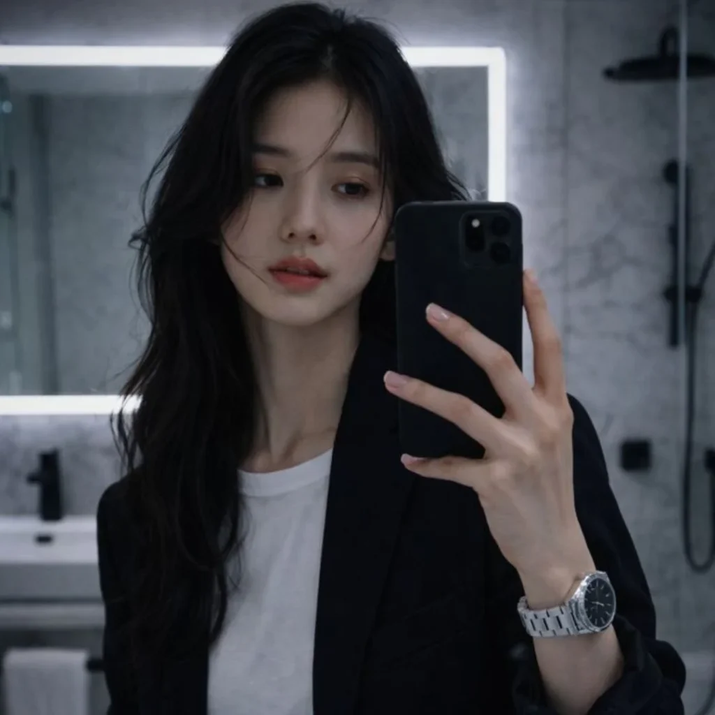 Instagram Girl Black Mirror Selfie DP