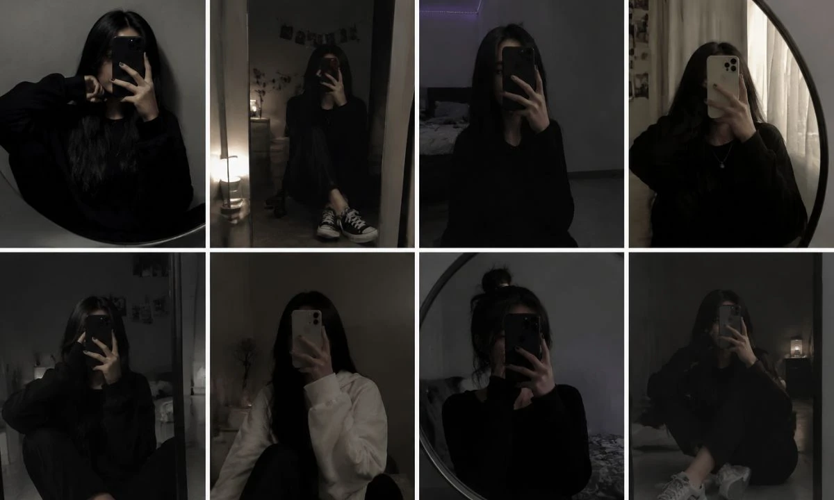 Instagram Girl Black Mirror Selfie DP