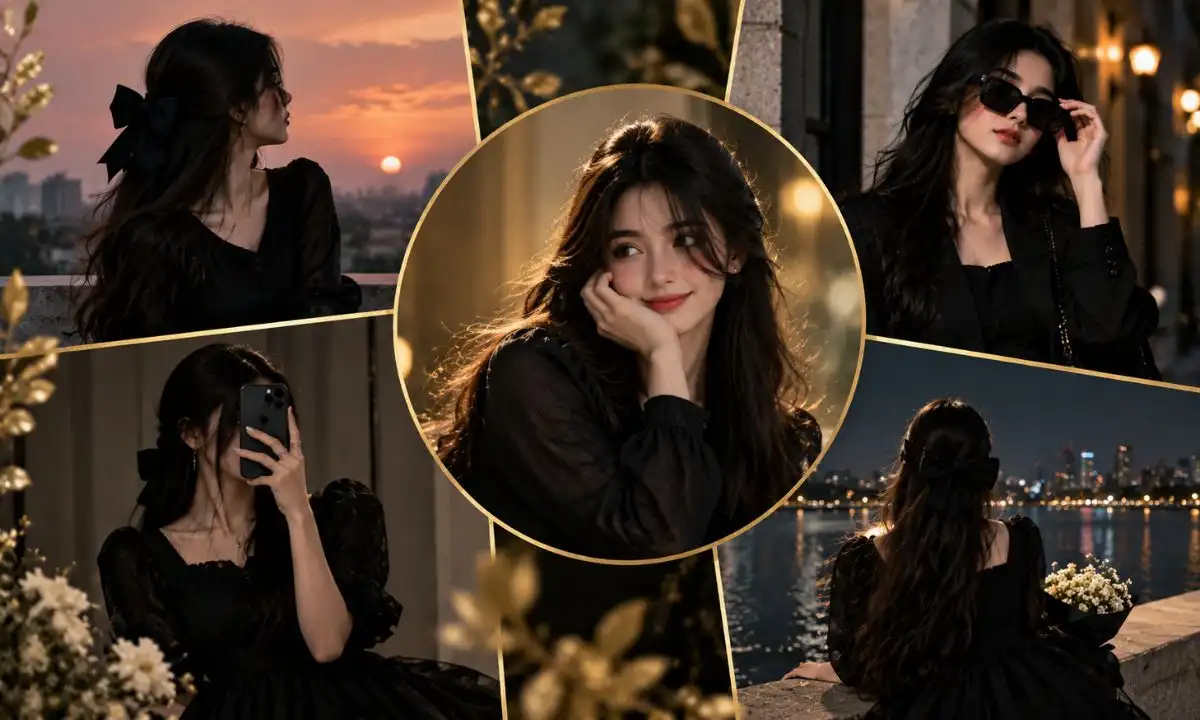 Cute Modern Black Dress Girl DP