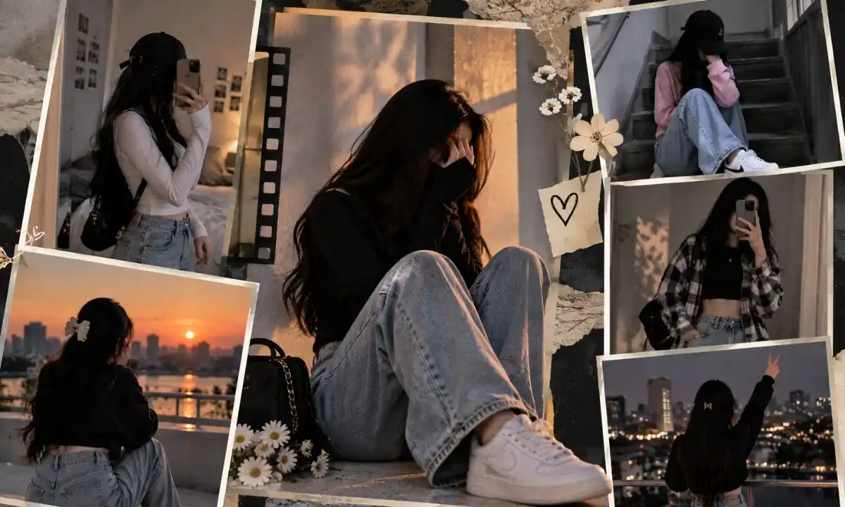 Instagram Hidden Face Jeans Top Stylish Girl DP